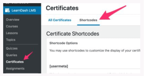 LearnDash-Certificate Shortcode