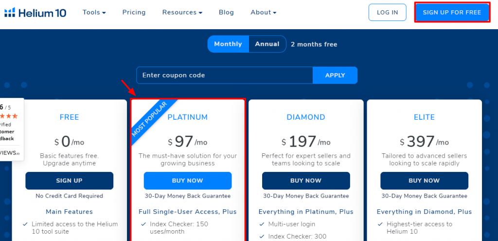 Helium10-Pricing :  Jungle Scout vs Helium 10 