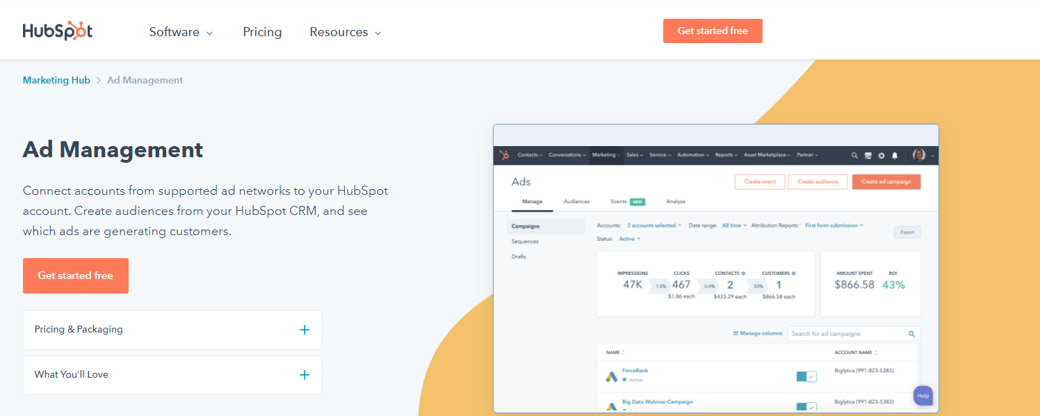 HubSpot Ad Management - HubSpot CRM Review