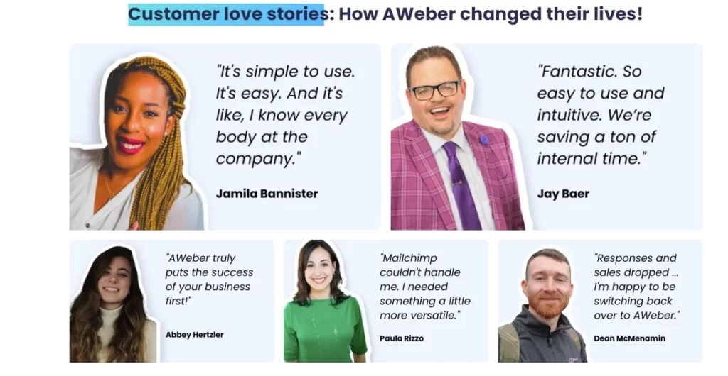 Aweber customer testimonials