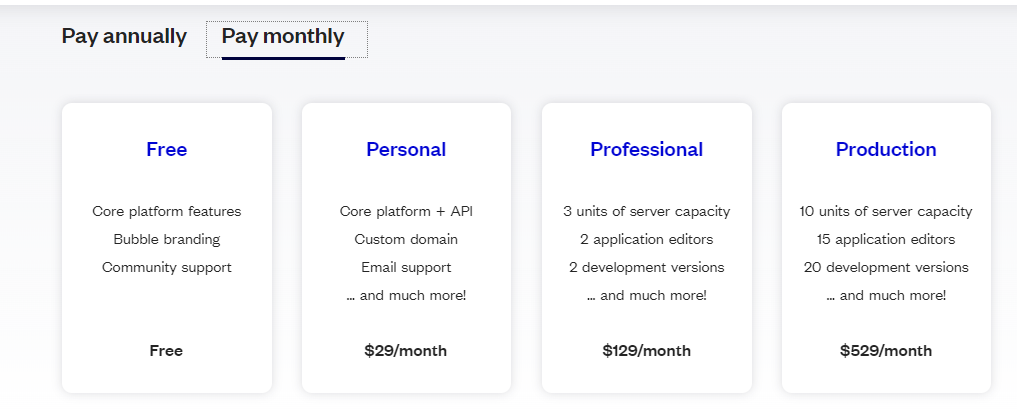 Bubble Pricing Plans