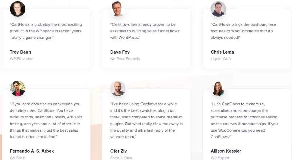 CartFlows customer testimonioals