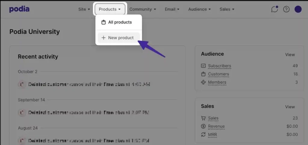 Creating products on Podia