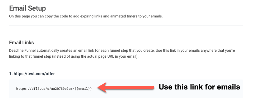 Deadline Funnel email links