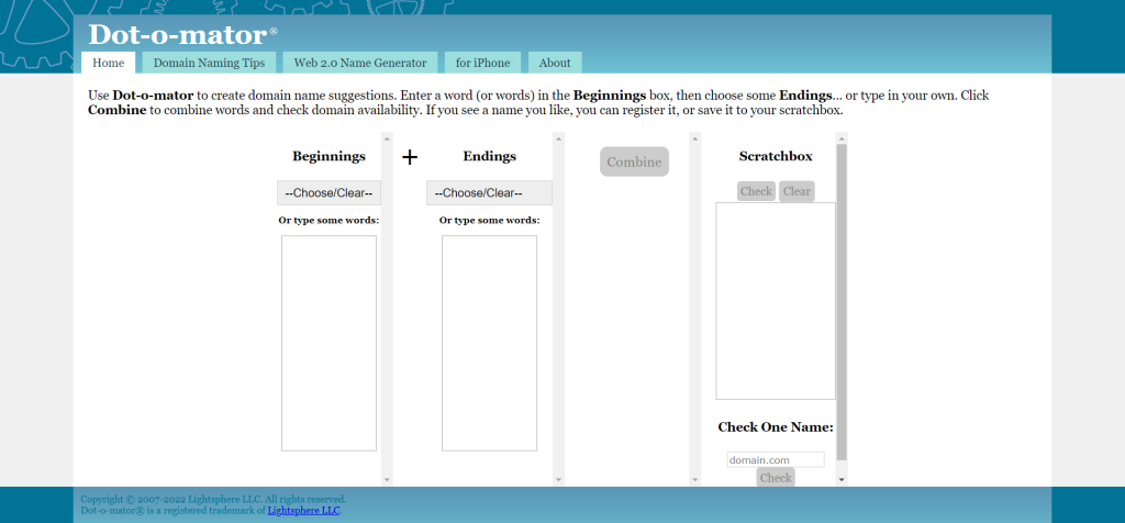 Dot-o-mator-Domain-Name-Generator