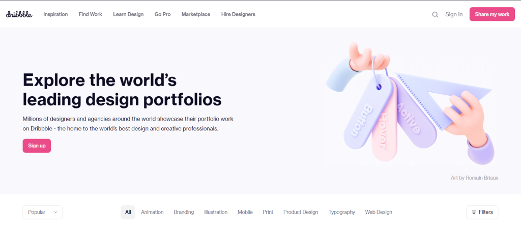 Dribbble : Best Website Builder For Portfolio