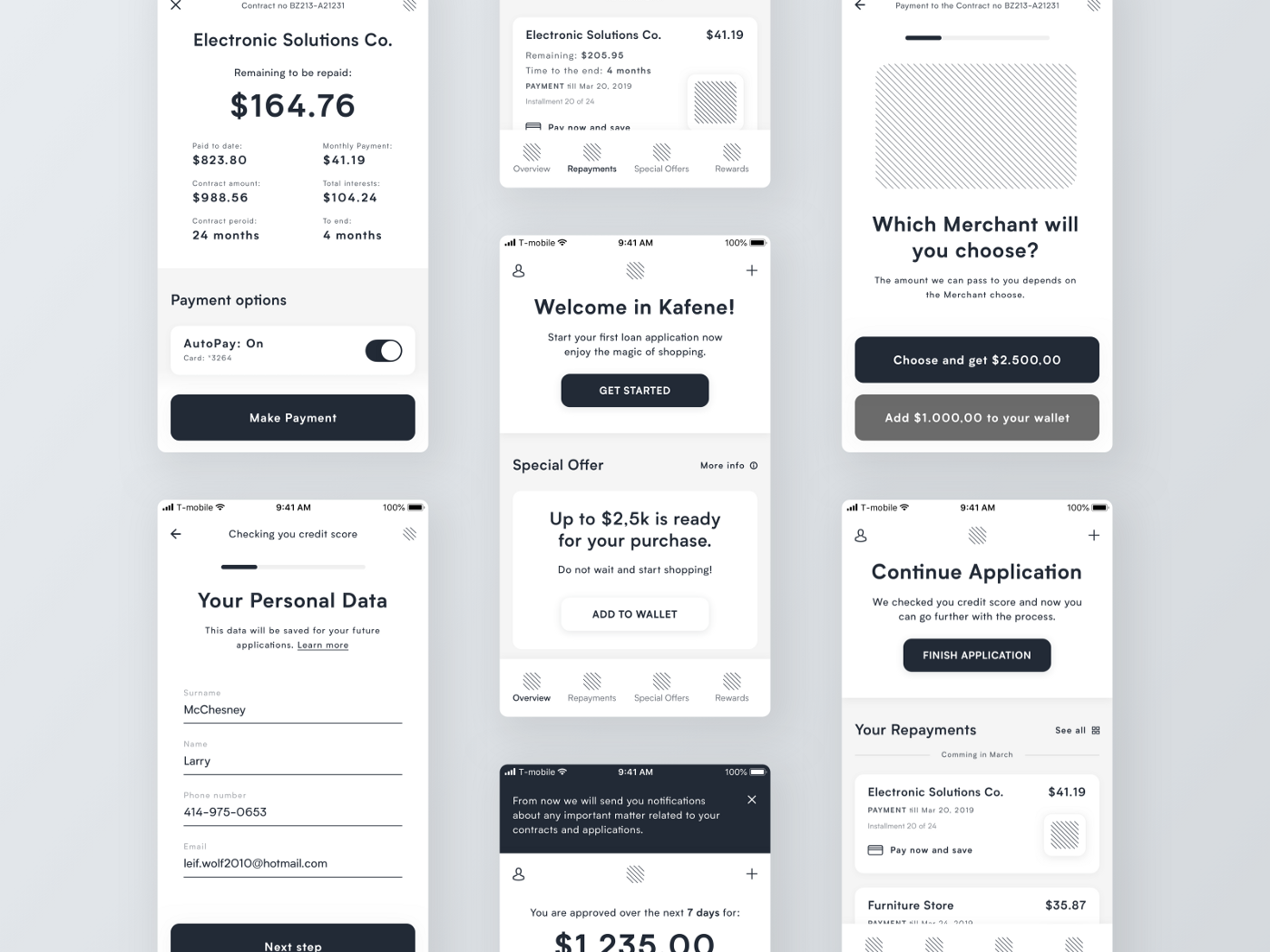 High fidelity wireframe mobile example