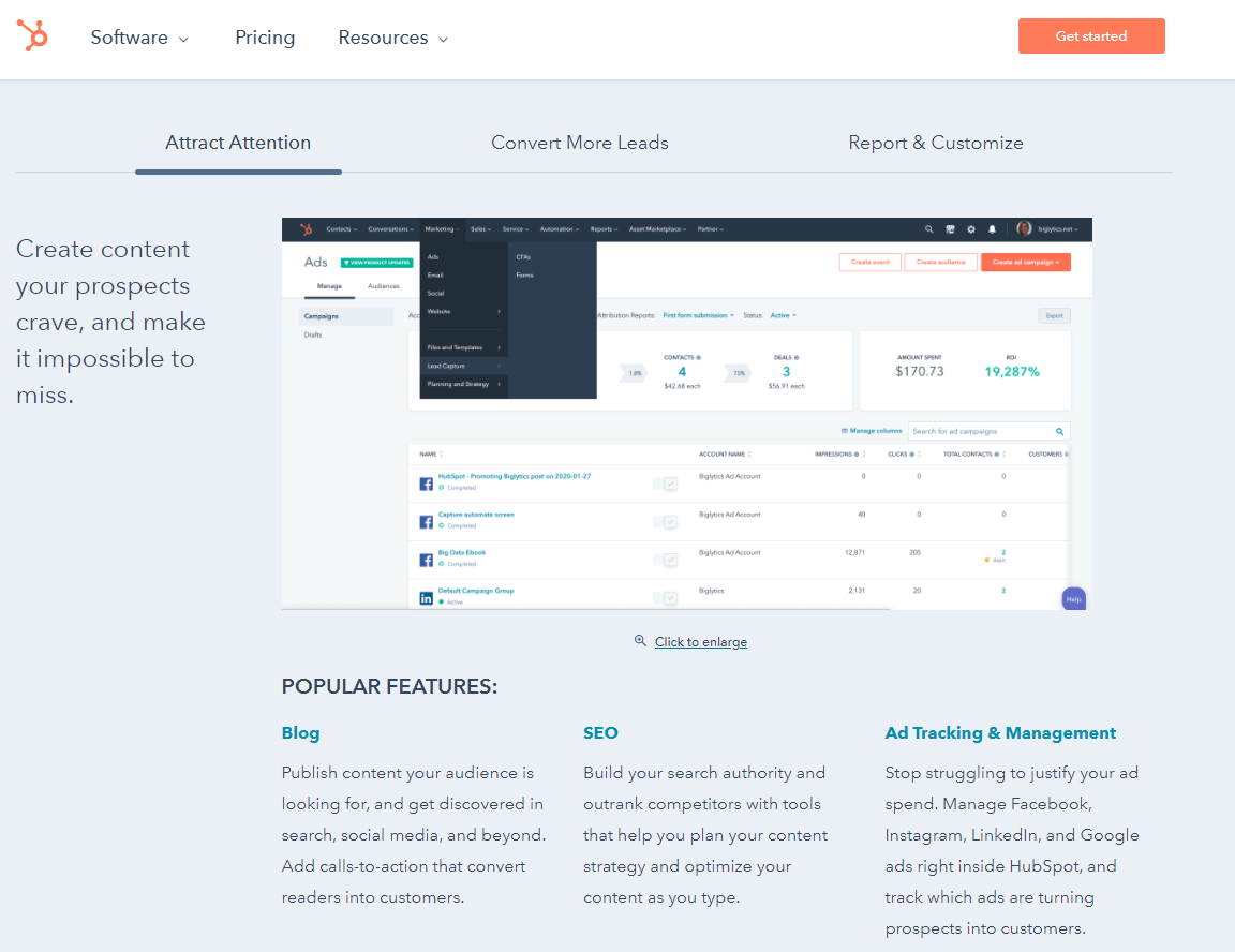 HubSpot Features - Zoho vs Hubspot