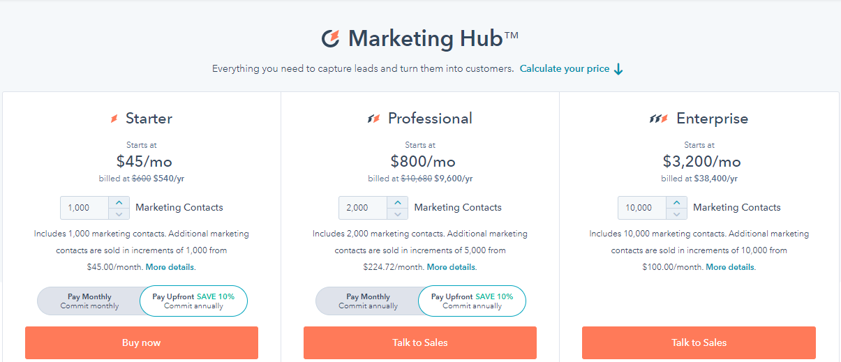 HubSpot Pricing - Pipedrive vs HubSpot