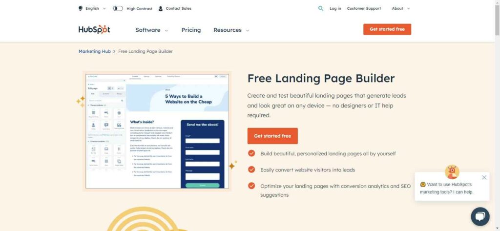 Hubspot landing page builder