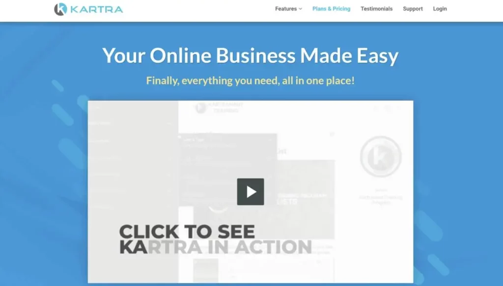 Kartra Overview homepage