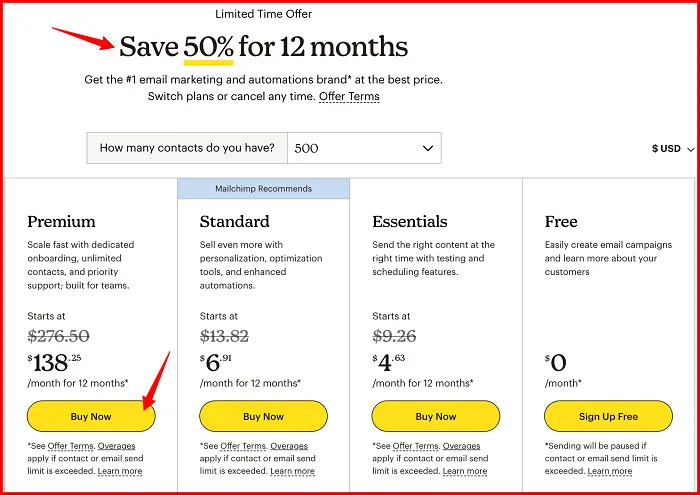 MailChimp-Pricin plans