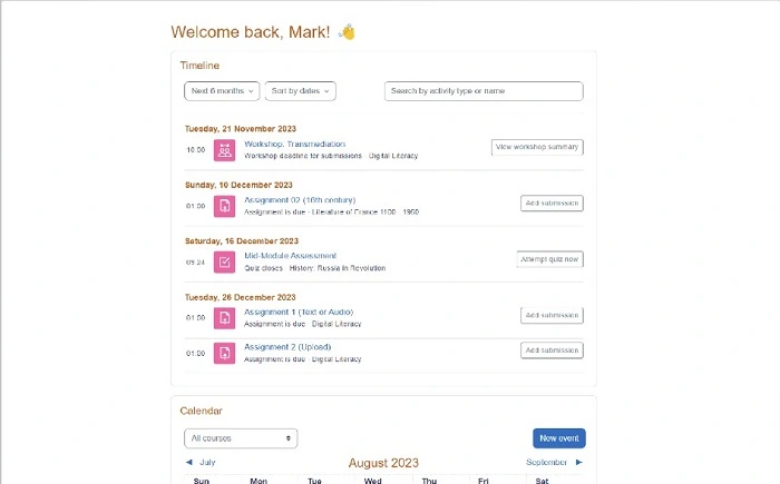 Moodle LMS Interface