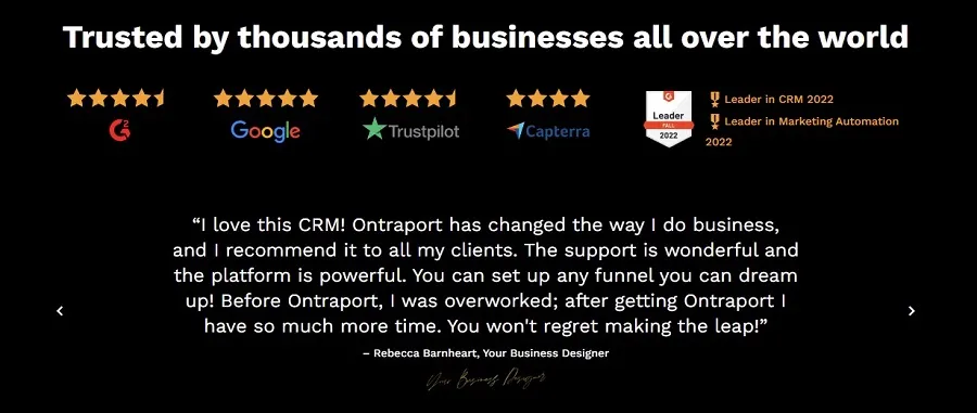 Ontraport customer testimonials