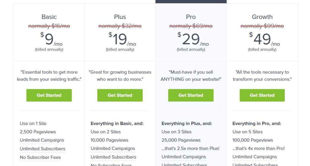 OptinMonster pricing plans