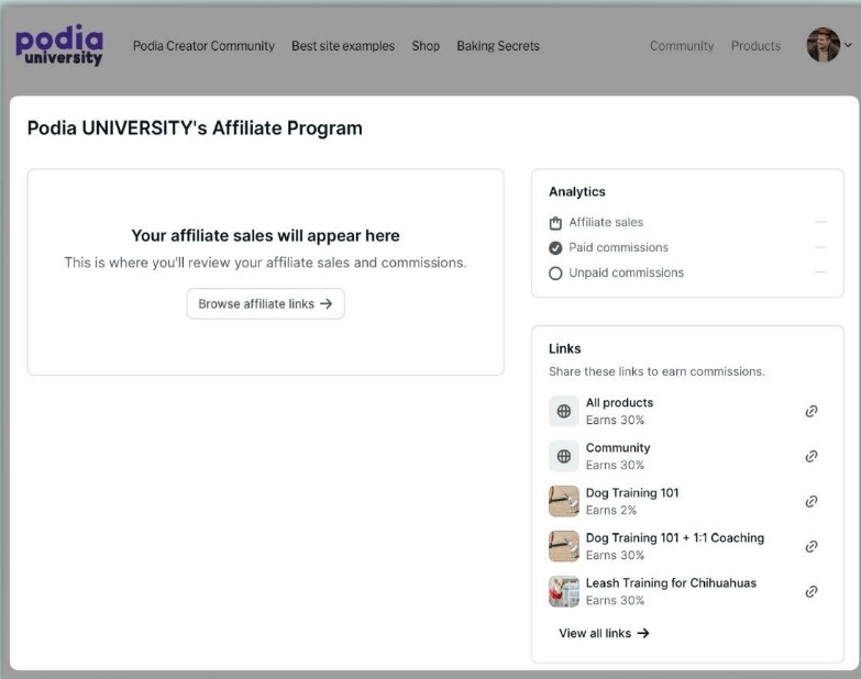 Podia affiliate program