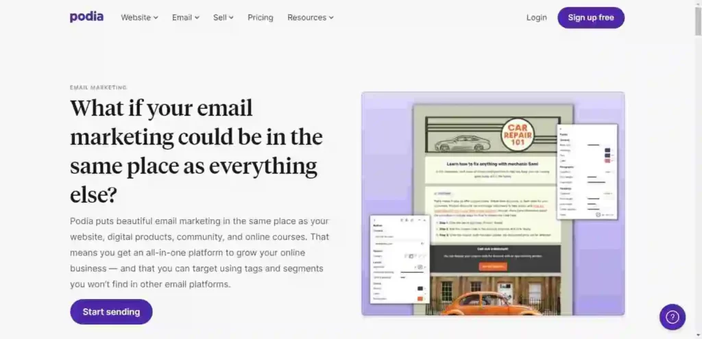 Podia email marketing tool