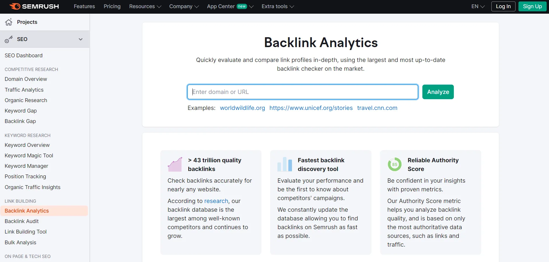 SEMRUSH BACKLINK ANALYTICS