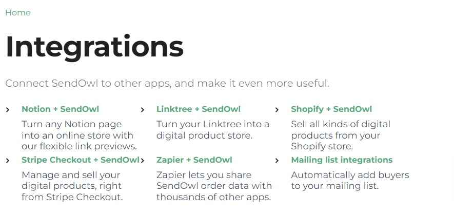 SendOwl integrations