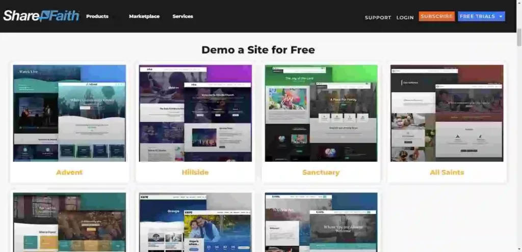 Sharefaith church website builder