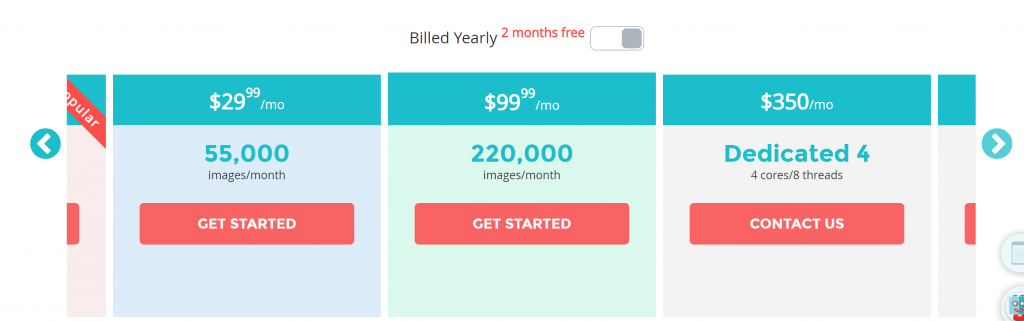 ShortPixel dedicated pricing pla ns