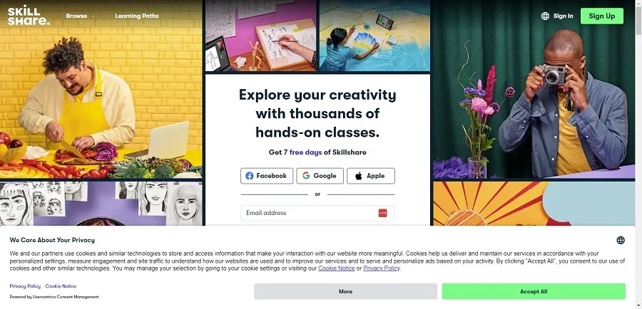 Skillshare homepage