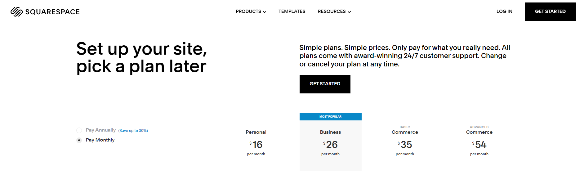 Squarespace Cost plans - Big Cartel vs Squarespace