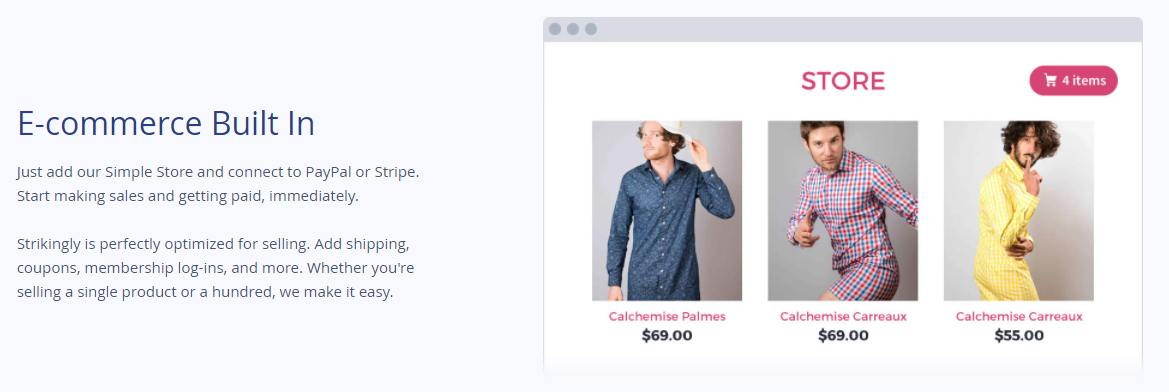 Strikingly eCommerce - Strikingly vs Squarespace