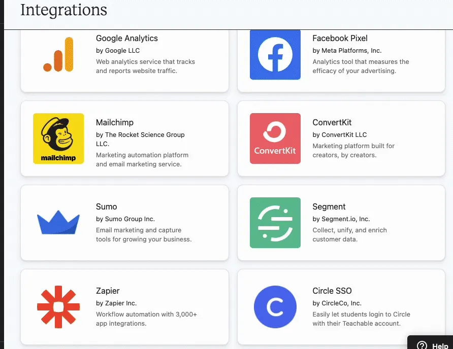 Teachable integrations