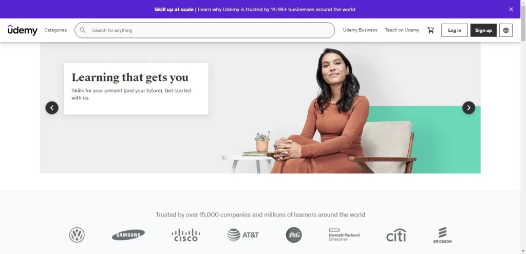 Udemy homepage
