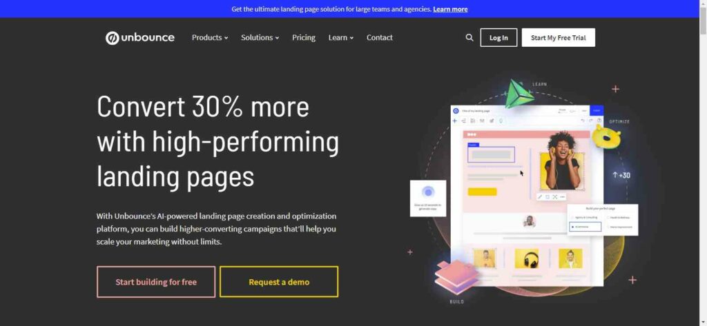 Unbounce homepage