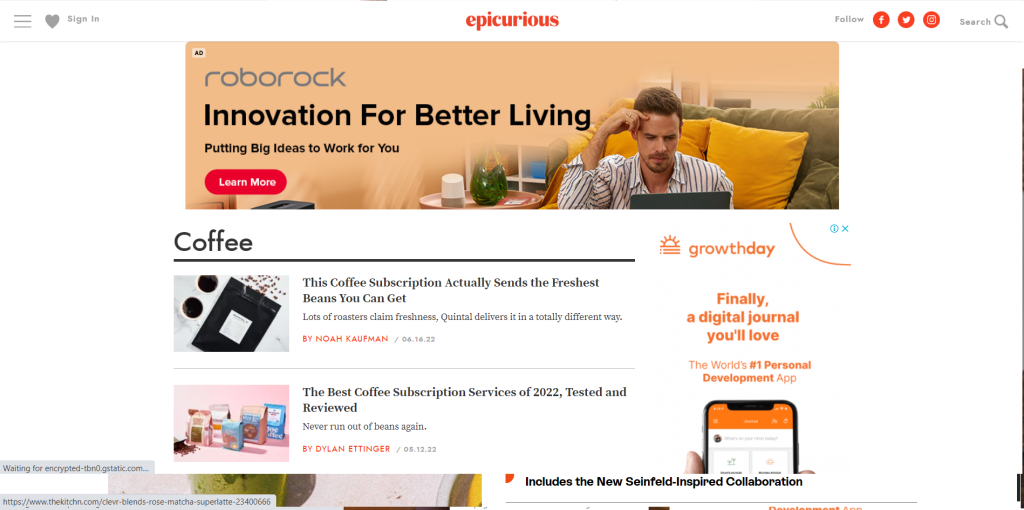 epicurious / best coffee websites