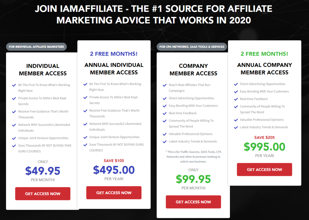 iAmAffiliate Pricing Plans