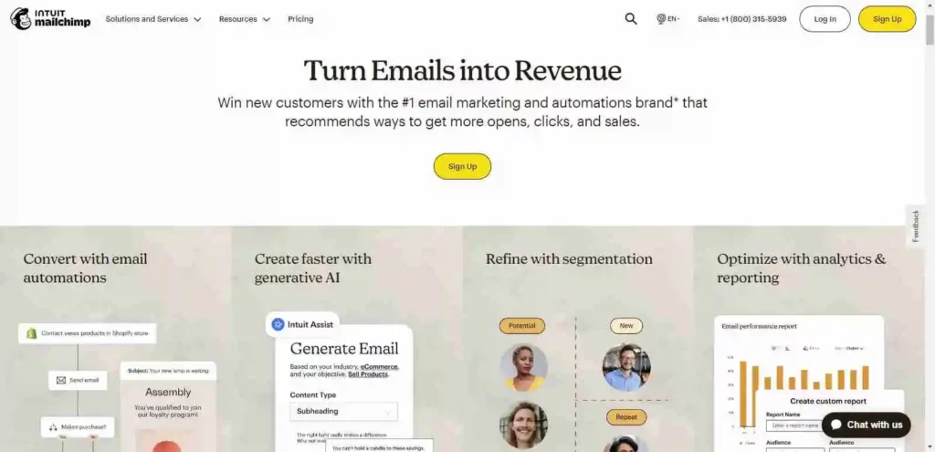 mailChimp homepage