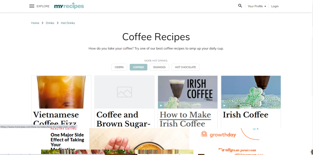 my recipes / best coffee websites 