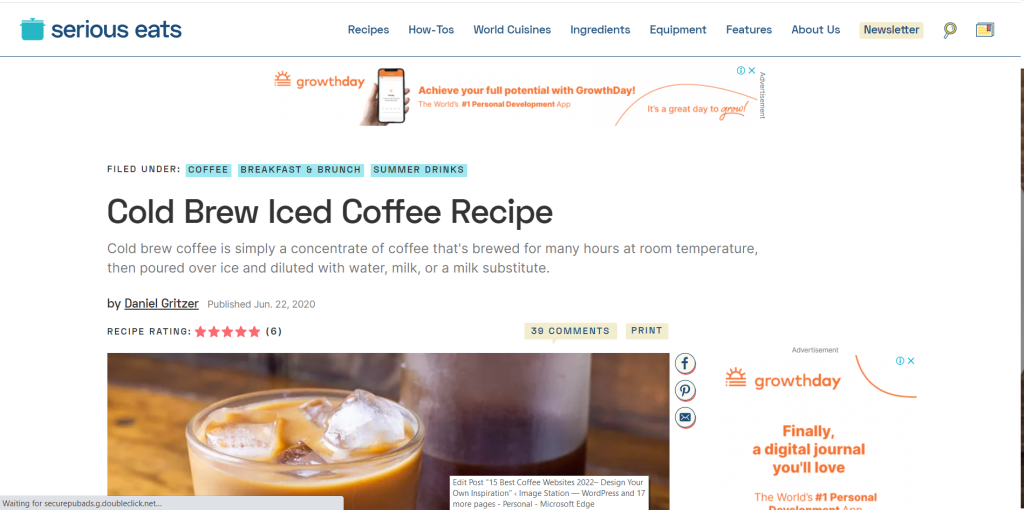 serious eats / best coffee websites