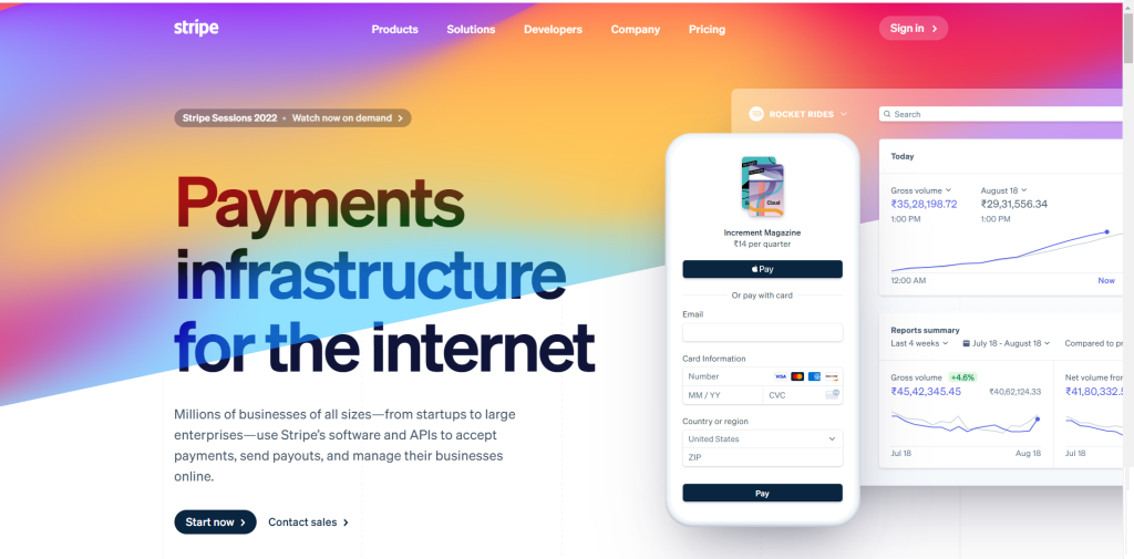 stripe / best static websites